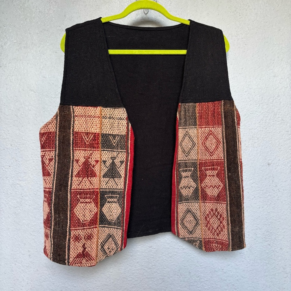 Ethnic Patterned Vest - Black and Brown